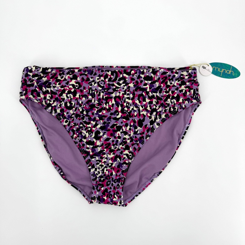 Mynah Womens High‎ Rise Bikini Bottom Purple Cheetah Print XX-Large NWT